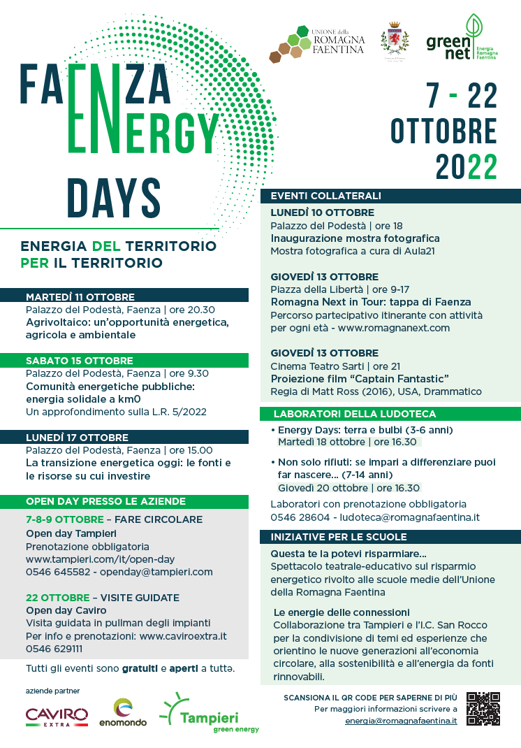 Tornano gli energy days a Faenza